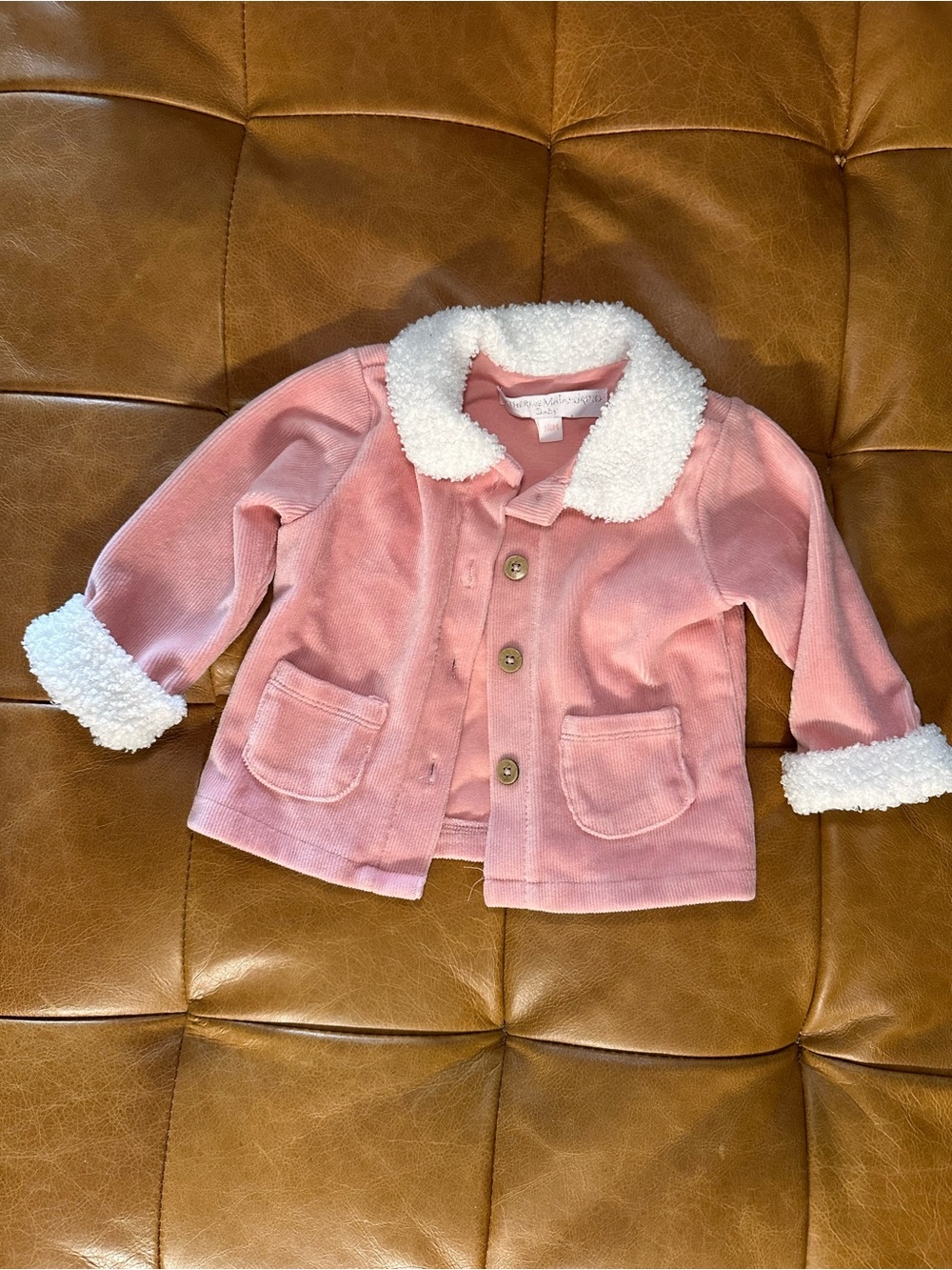 Catherine Malandrino Pink Jacket with White Sherpa Trim